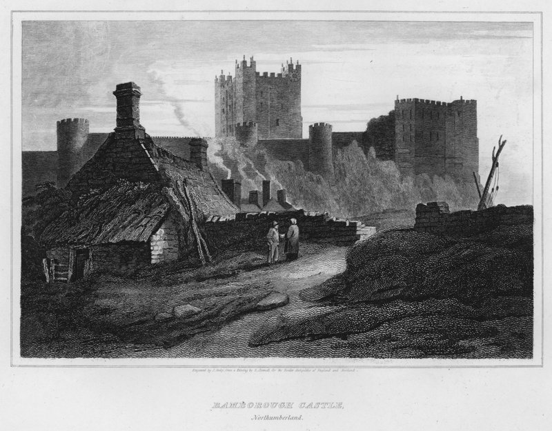 Bamborough Kalesi, Northumberland (gravür) by Luke (after) Clennell