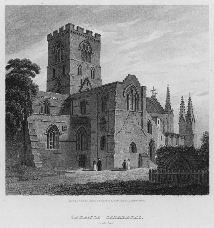 Carlisle Katedrali, Cumberland (gravür) by Luke (after) Clennell
