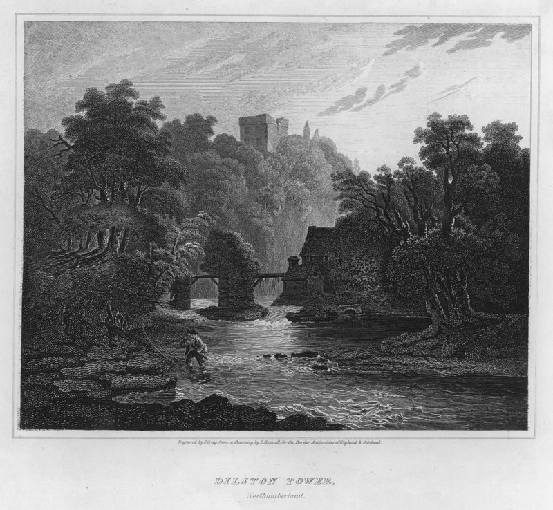 Dilston Kulesi, Northumberland (gravür) by Luke (after) Clennell