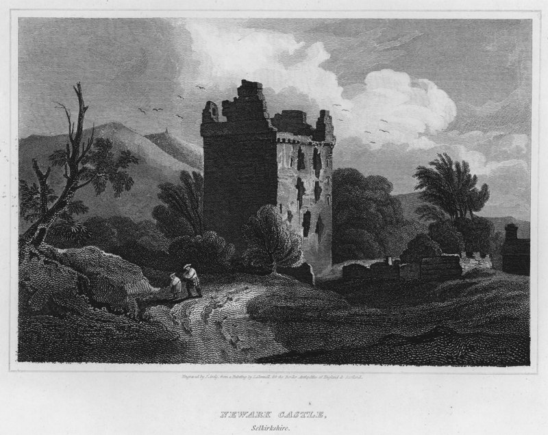 Newark Kalesi, Selkirkshire (gravür) by Luke (after) Clennell