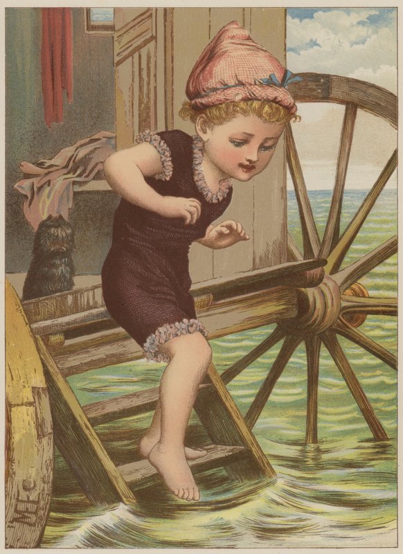 Kız yüzmek üzere (chromolitho) by Mary Ellen Edwards