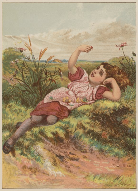 Uğur Böceği ile Kız (chromolitho) by Mary Ellen Edwards