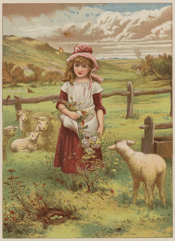 Bahar kuzulu kız (chromolitho) by Mary Ellen Edwards
