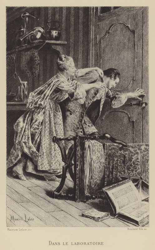 Laboratuvarda (gravür) by Maurice Leloir