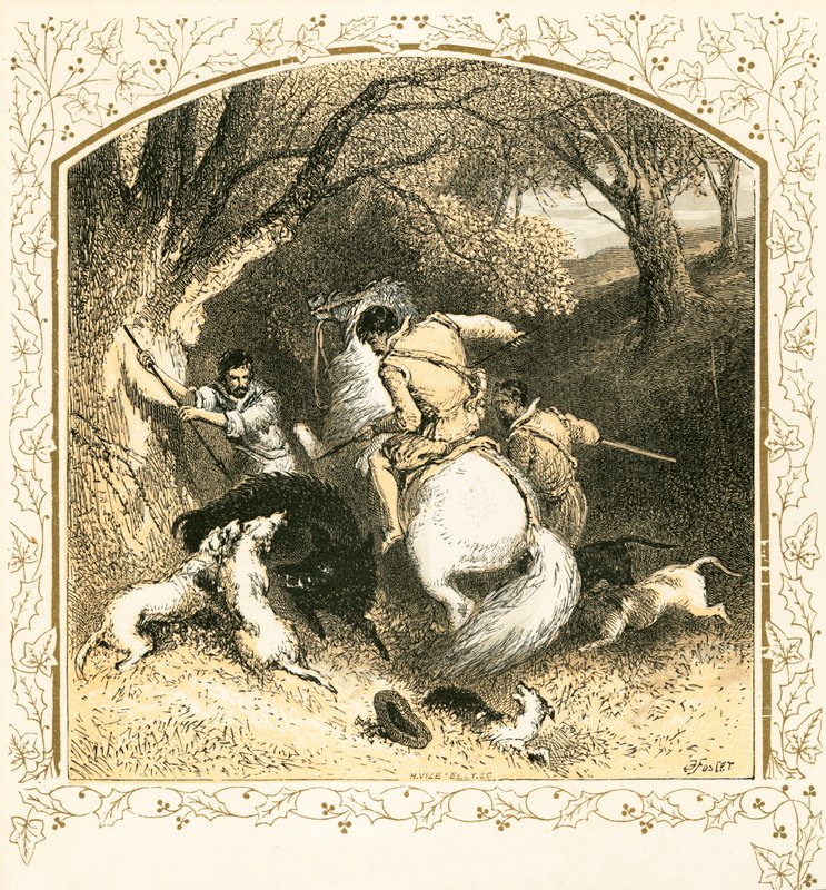Yaban domuzu avlamak by Myles Birket Foster