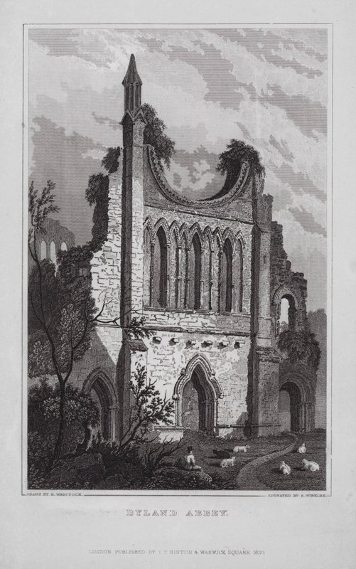 Byland Manastırı (gravür) by Nathaniel (after) Whittock
