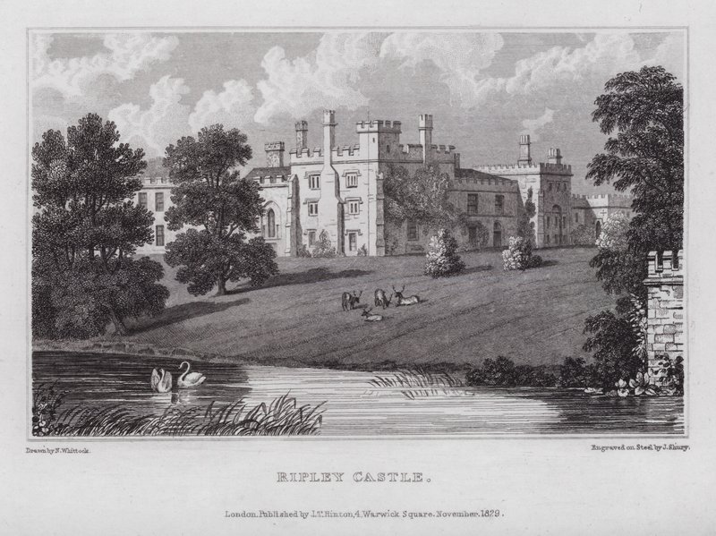 Ripley Kalesi (gravür) by Nathaniel (after) Whittock