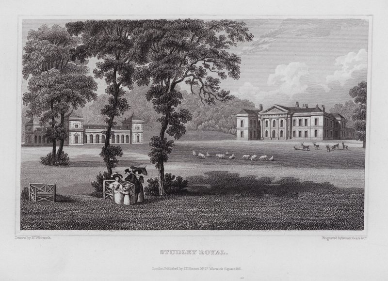 Studley Royal (gravür) by Nathaniel (after) Whittock