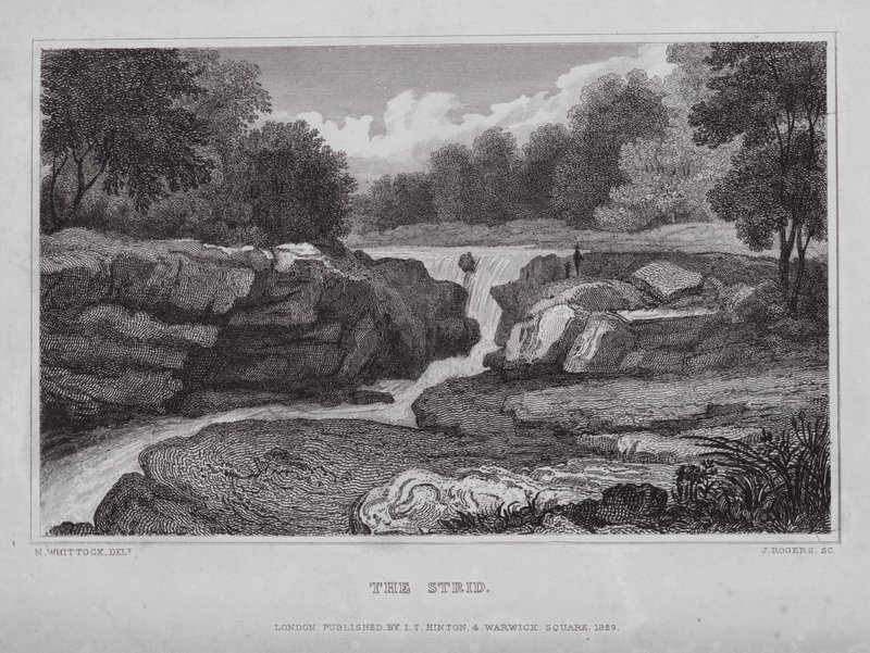 Strid (gravür) by Nathaniel (after) Whittock