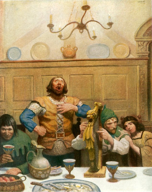 Küçük John ziyafette şarkı söylüyor by Newell Convers Wyeth