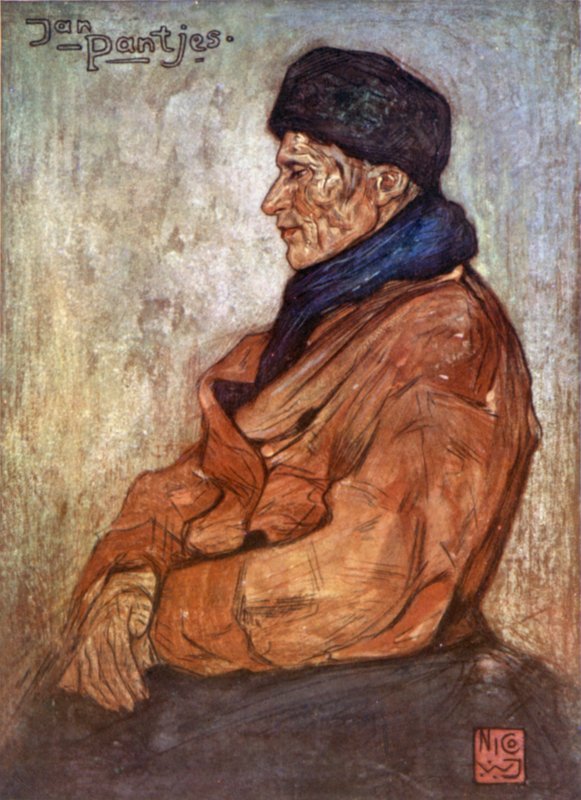 Yaşlı Bir Balıkçı (renkli taş) by Nico Jungman