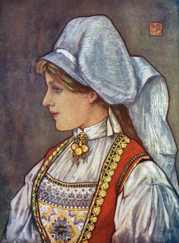 Norveç: Hardanger Headdress (renkli taş) by Nico Jungman