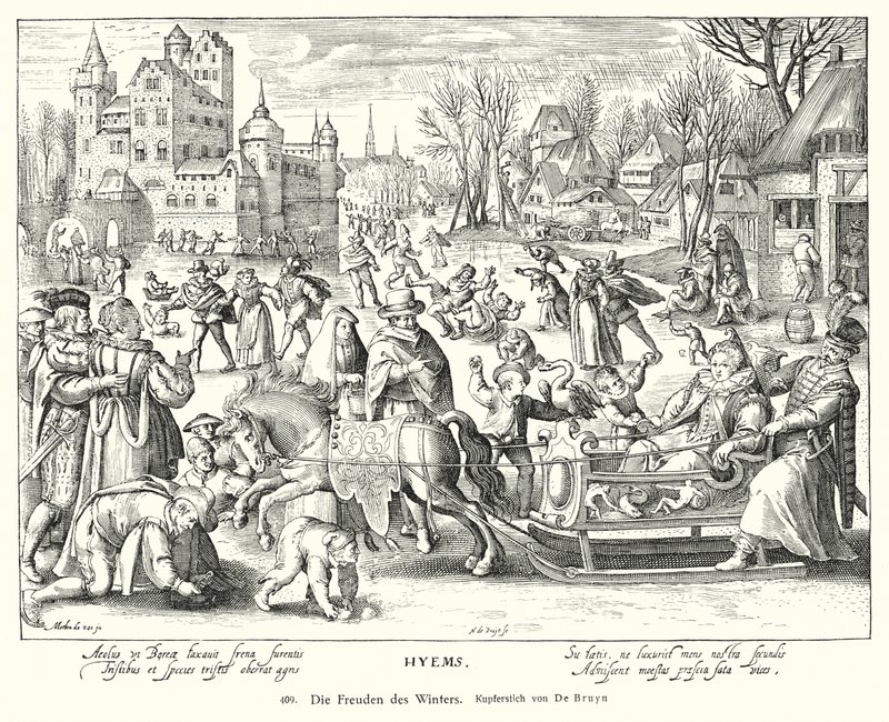 Kışın sevinçleri (bakır oyma) by Nicolaes de (after) Bruyn
