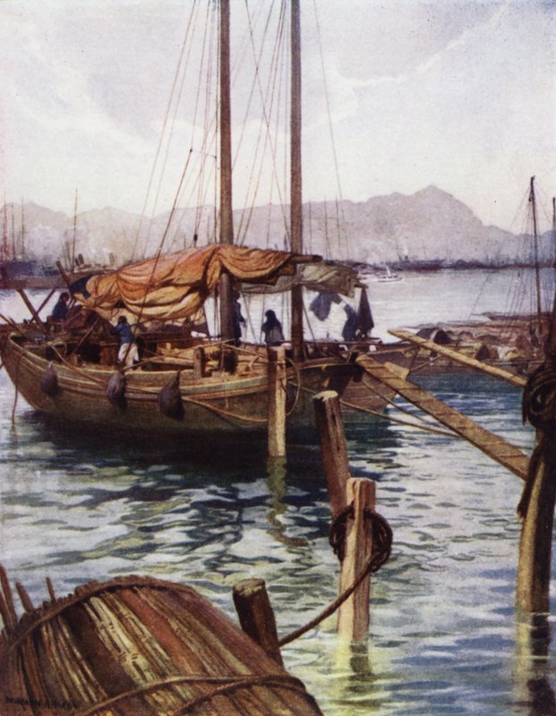 Çin: Hong Kong limanı (renkli taş) by Norman Hardy