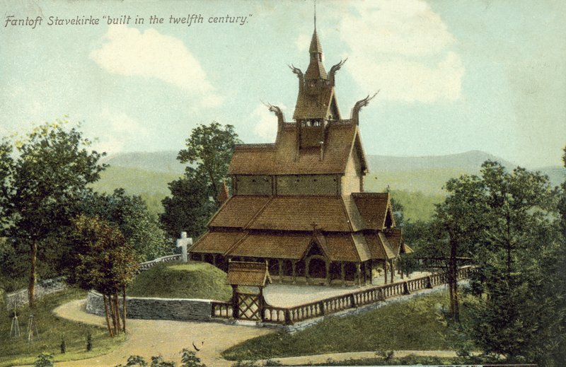 12. yüzyılda inşa edilmiş Fantoft Stavkirke, by Norwegian Photographer