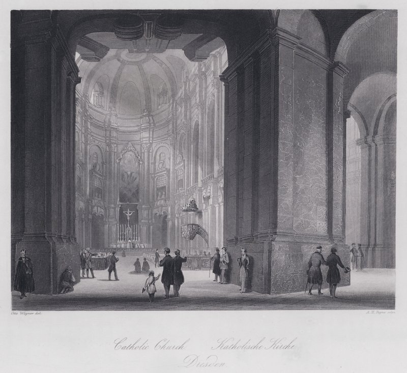 Katolik Kilisesi, Dresden (gravür) by Otto (after) Wagner