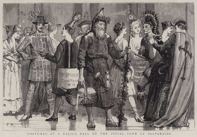 Costumes at a Calico Ball of the Jovial Club at Valparaiso  by Percy Macquoid