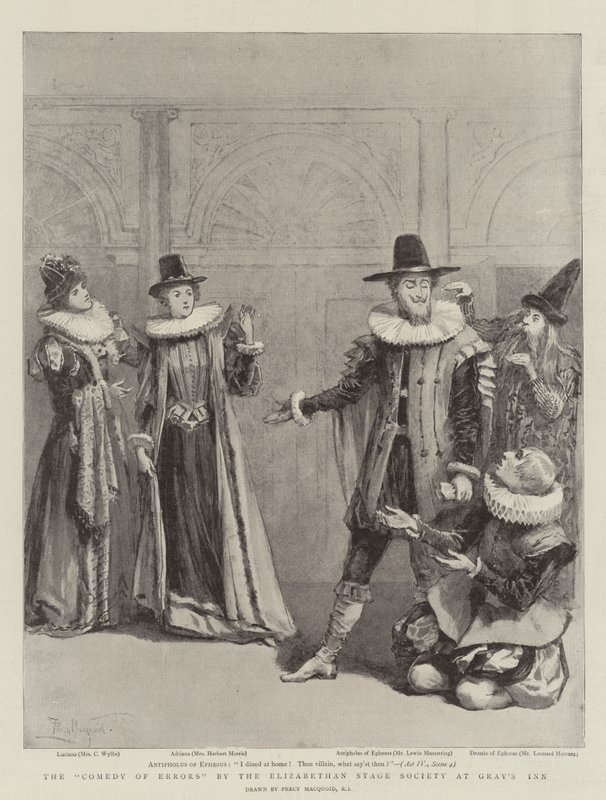Gray's Inn'deki Elizabeth Dönemi Sahne Topluluğu'nun Hatalar Komedisi by Percy Macquoid