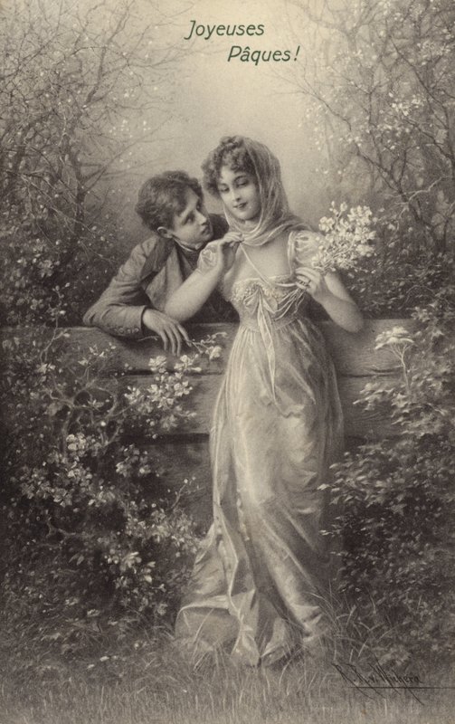 Bir çitin üzerine eğilerek Çift by Raimund Ritter Von Brennerstein Wichera