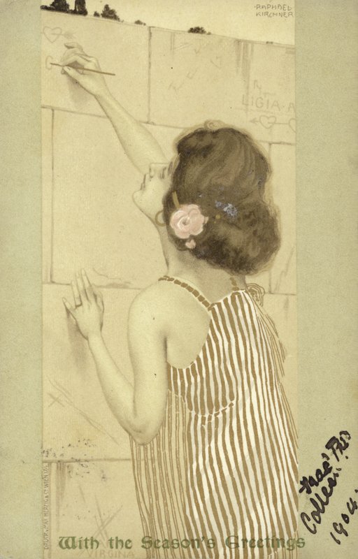Kız duvara yazma by Raphael Kirchner