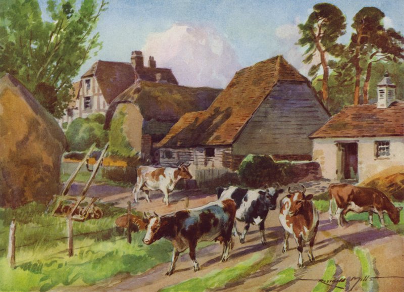 My Farm için İllüstrasyon (renkli lito) by Reginald Mills