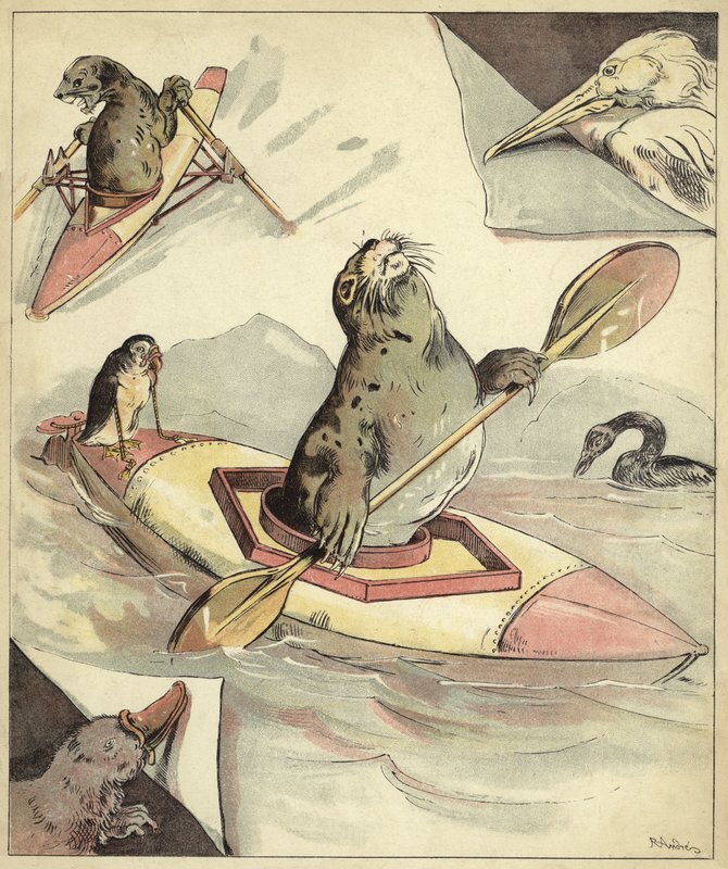 Seal canooing (chromolitho) by Richard Andre