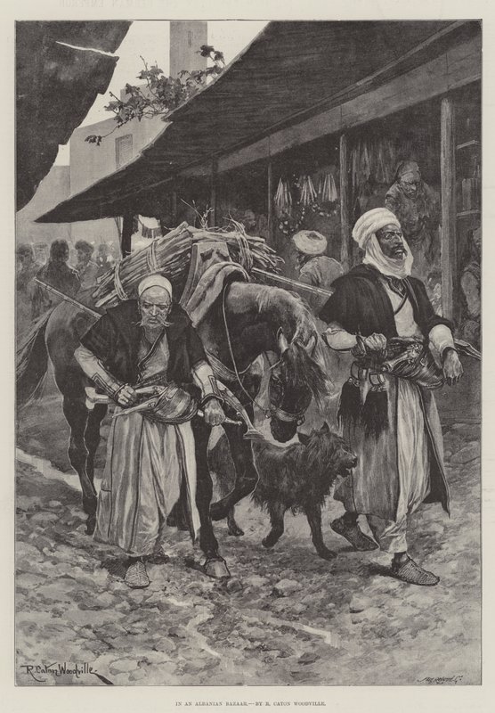 ಅಲ್ಬೇನಿಯನ್ ಬಜಾರ್ ಟರ್ಕ್‌ನಲ್ಲಿ by Richard Caton Woodville junior