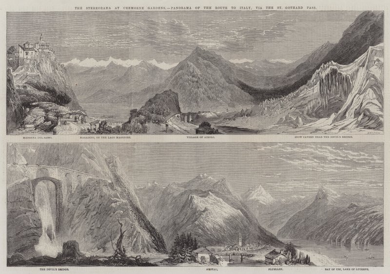Cremorne Bahçeleri'ndeki Stereorama, St Gothard Geçidi üzerinden İtalya'ya Giden Yolun Panoraması by Richard Principal Leitch