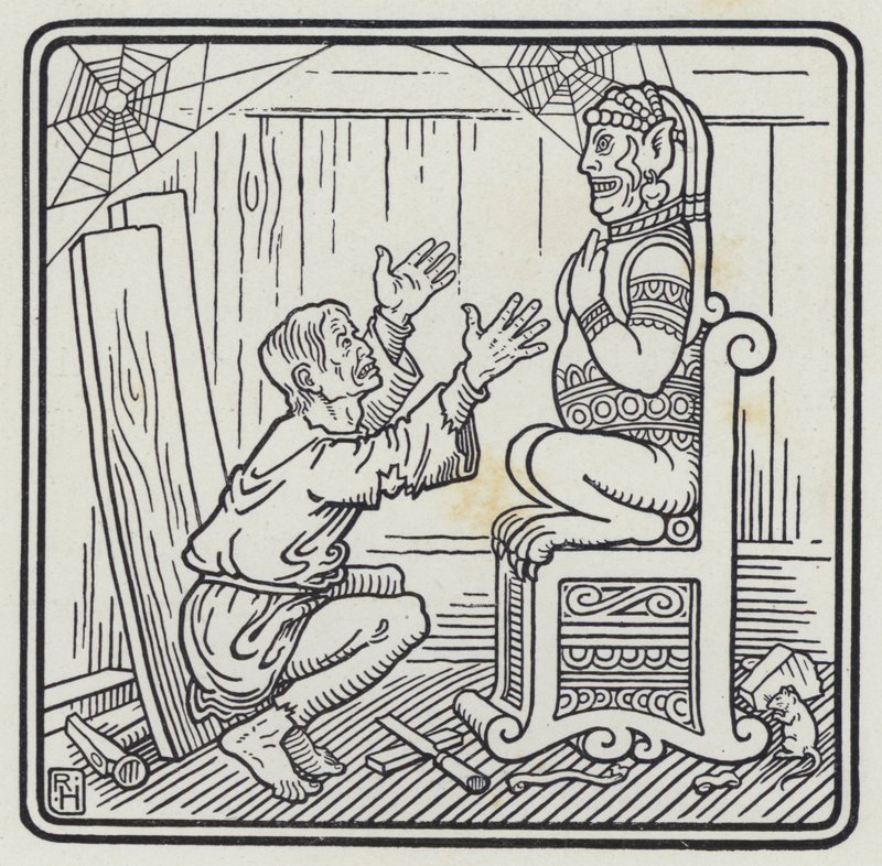 Adam ve Tahta Tanrı (gravür) by Richard Heighway