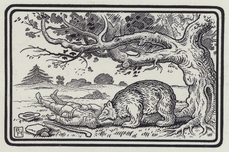 İki Arkadaş Ve Ayı (gravür) by Richard Heighway