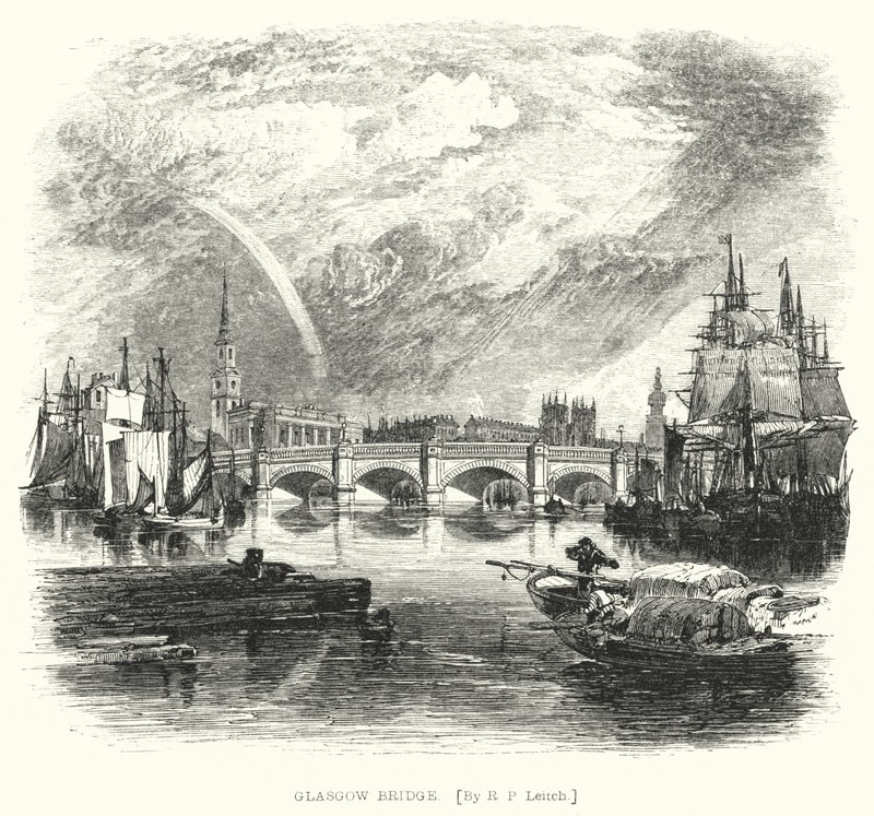 Glasgow Köprüsü (gravür) by Richard Principal (after) Leitch