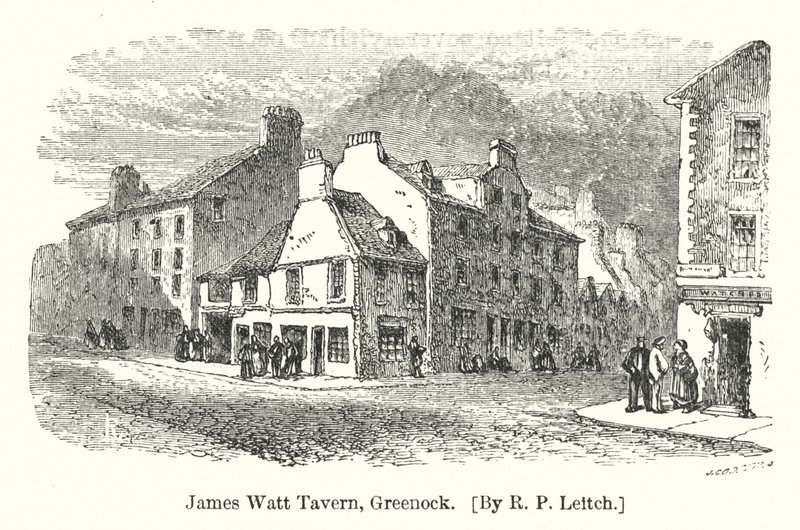 James Watt Tavern, Greenock (gravür) by Richard Principal (after) Leitch