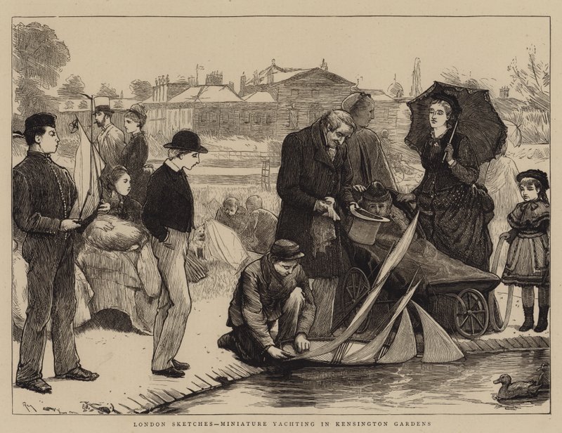 Londra Eskizleri, Kensington Bahçelerinde Minyatür Yatçılık by Robert Walker Macbeth