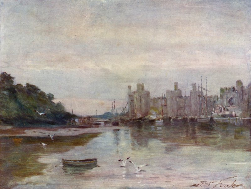 Carnarvon Kalesi (renkli taş) by Robert (after) Fowler