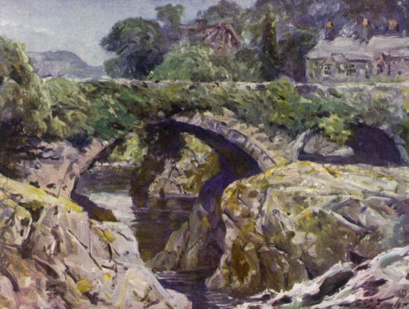 Eski Köprü, Bettws-y-Coed (renkli taş) by Robert (after) Fowler