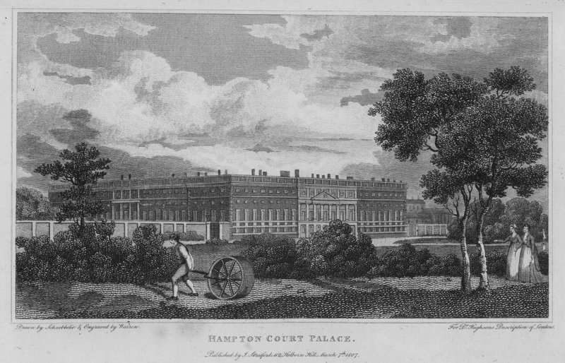 Hampton Court Sarayı (gravür) by Robert Blemell (after) Schnebbelie