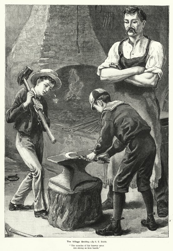 The Village Smithy (gravür) by S.T. (after) Dadd