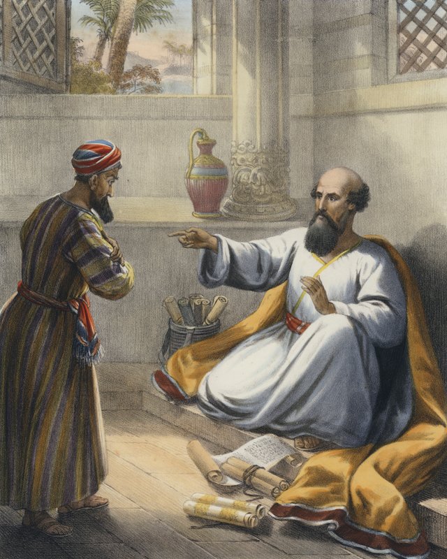 Elisha ve Gehazi (renkli gravür) by Siegfried Detler Bendixen