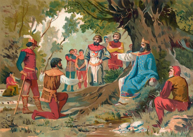 Charlemagne halka açık adaleti yönetiyor by Spanish School
