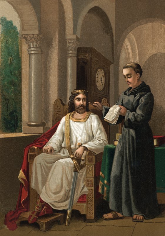 Şarlman ve Alcuin by Spanish School