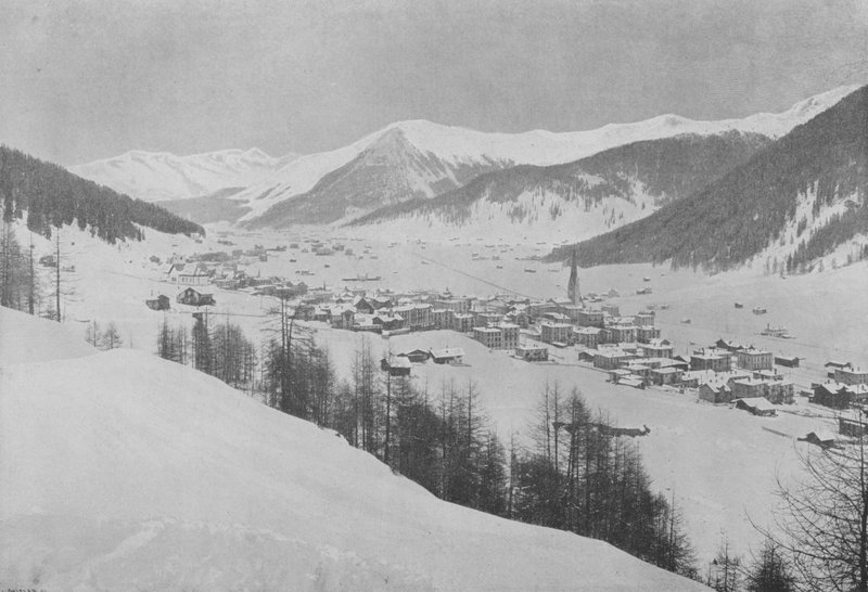 Davos-Platz ve Seehorn (s/b resim) by Swiss Photographer