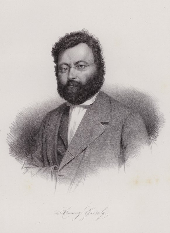 Amanz Gressly, İsviçreli jeolog ve paleontolog (gravür) by Swiss School