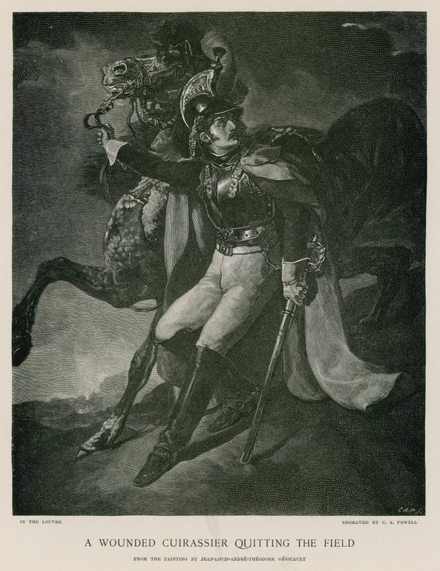 Sahayı terk eden yaralı bir zırhlı süvari by Theodore Gericault