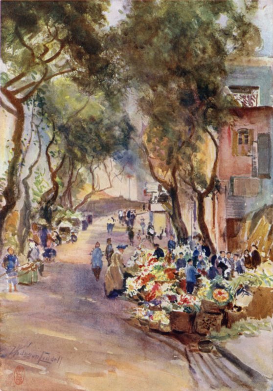 Hong Kong, Çiçek Pazarı by Thomas Hodgson Liddell