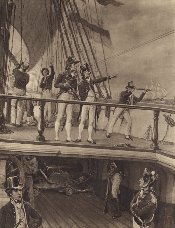 Nelsons Chase after the French Fleet, 1805  by Thomas after Davidson
