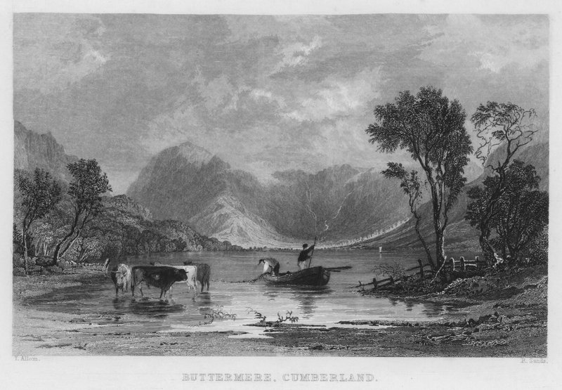 Buttermere, Cumberland (gravür) by Thomas (after) Allom