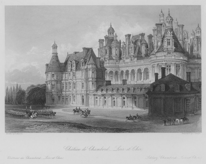 Chateau de Chambord, Loir-et-Cher (gravür) by Thomas (after) Allom