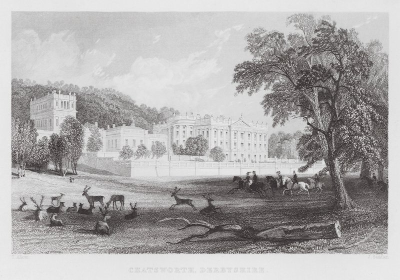 Chatsworth, Derbyshire (gravür) by Thomas (after) Allom