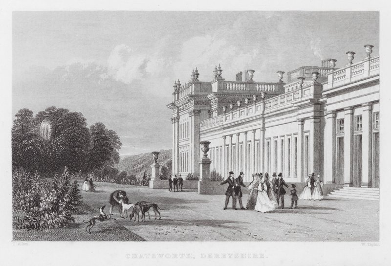 Chatsworth, Derbyshire (gravür) by Thomas (after) Allom