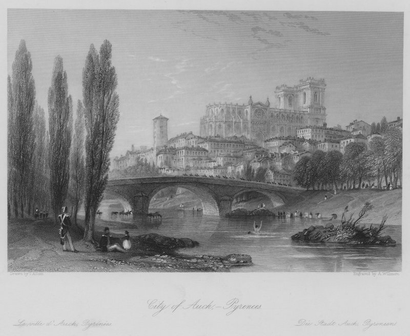 Auch Şehri, Pireneler (gravür) by Thomas (after) Allom